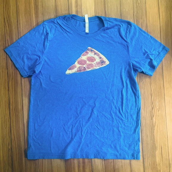 XL Blue Canvas Pepperoni Pizza Slice T-shirt - Picture 2 of 3